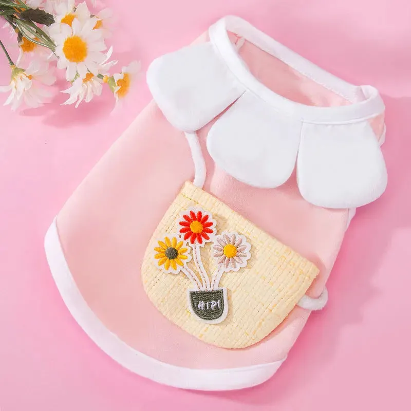 Pet Two-Legged Clothes | Spring Summer Thin Breathable Vest T-Shirt | Collar Satchel Cat Dog Costume | Clothing for Chihuahua, Teddy