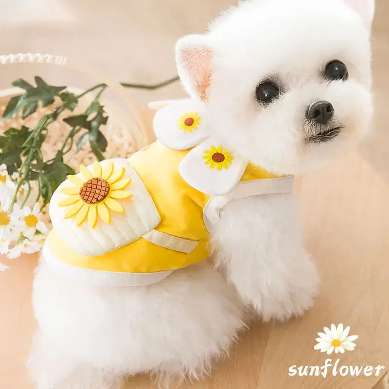 Pet Two-Legged Clothes | Spring Summer Thin Breathable Vest T-Shirt | Collar Satchel Cat Dog Costume | Clothing for Chihuahua, Teddy