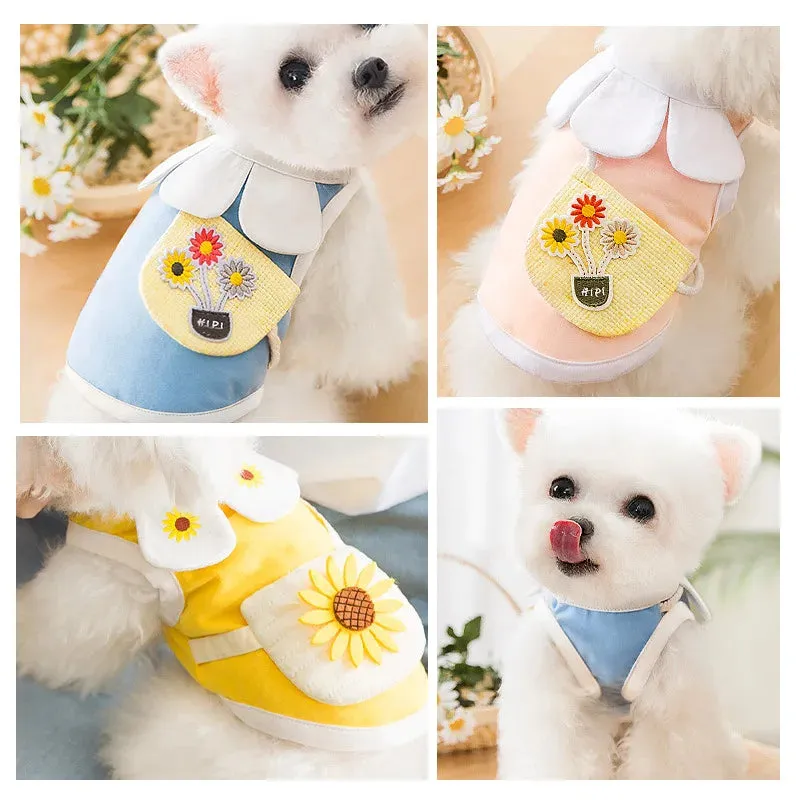 Pet Two-Legged Clothes | Spring Summer Thin Breathable Vest T-Shirt | Collar Satchel Cat Dog Costume | Clothing for Chihuahua, Teddy