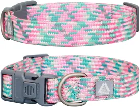 Pink Dog Collar, Reflective Nylon Collar with Safety Lock, Adjustable Neck 9-14, Soft and Durable for Small Girl Dogs