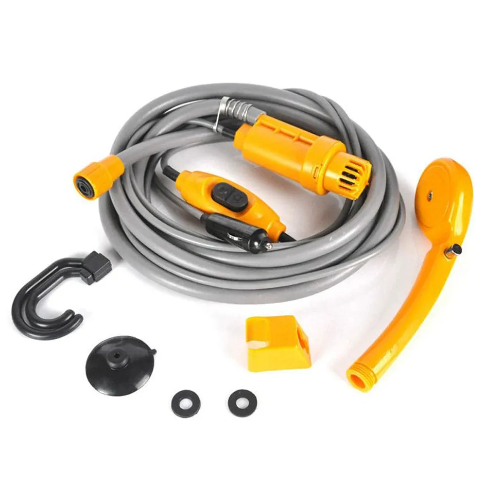 Portable Camping Shower Outdoor 12V Shower Pump with 20L Collapsible Bucket for Camping Hiking Backpacking Beach Bath Flowering