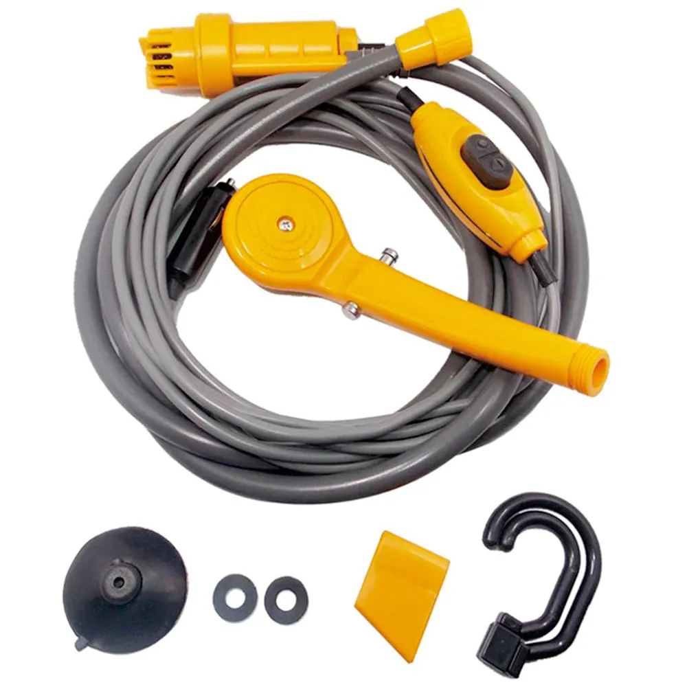 Portable Camping Shower Outdoor 12V Shower Pump with 20L Collapsible Bucket for Camping Hiking Backpacking Beach Bath Flowering