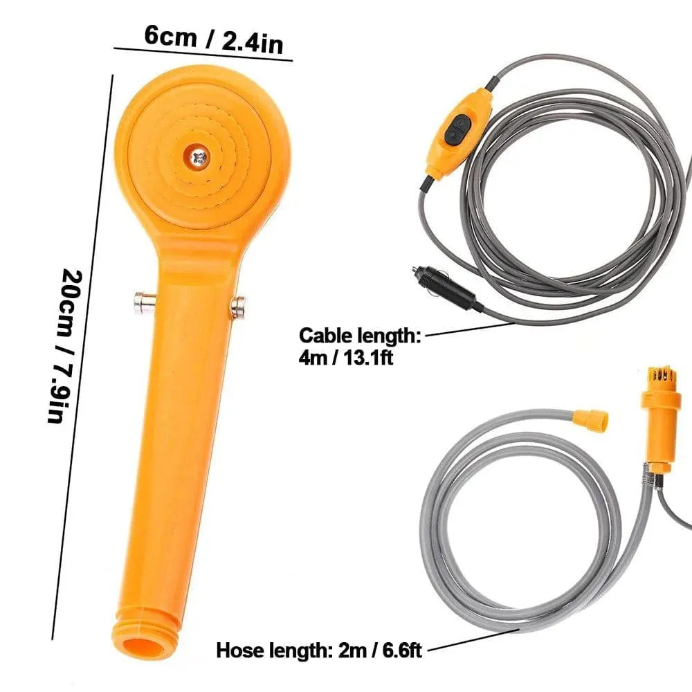Portable Camping Shower Outdoor 12V Shower Pump with 20L Collapsible Bucket for Camping Hiking Backpacking Beach Bath Flowering