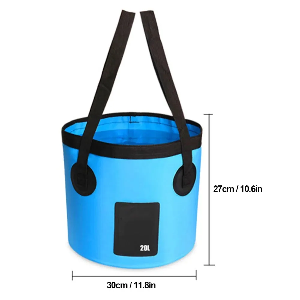 Portable Camping Shower Outdoor 12V Shower Pump with 20L Collapsible Bucket for Camping Hiking Backpacking Beach Bath Flowering