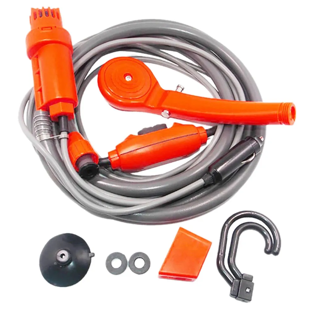 Portable Camping Shower Outdoor 12V Shower Pump with 20L Collapsible Bucket for Camping Hiking Backpacking Beach Bath Flowering