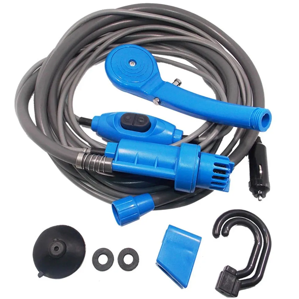 Portable Camping Shower Outdoor 12V Shower Pump with 20L Collapsible Bucket for Camping Hiking Backpacking Beach Bath Flowering
