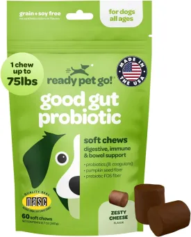 Probiotic Chews for Dogs Gut Health | Tasty Pre and Probiotics for Dogs Digestive Health with Pumpkin Dog Probiotics and Digestive Enzymes | NASC Certified & Made in The USA | 60 Chews