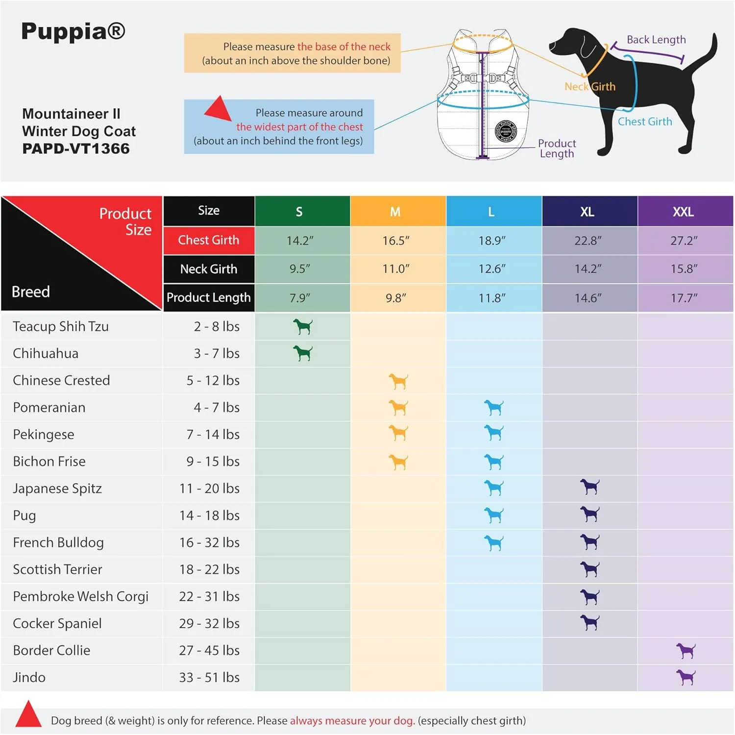 Puppia Mountaineer Winter Dog Coat with integrated harness No Pull Cold Weather Waterproof Warm Fleece Back Zipper for Small & Medium Dog, BLACK, Small