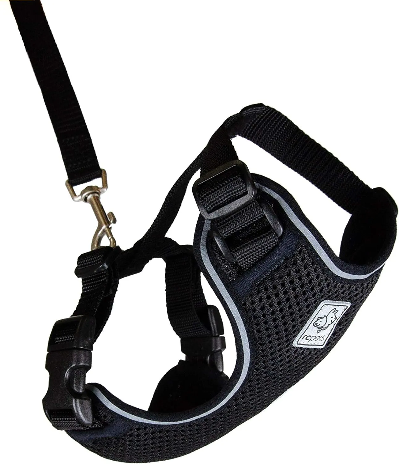 RC Pets Adventure Kitty Harness Includes Adjustable, Airmesh Fabric, 6' Leash and D-Ring Cat Walking Harness | Black, Large