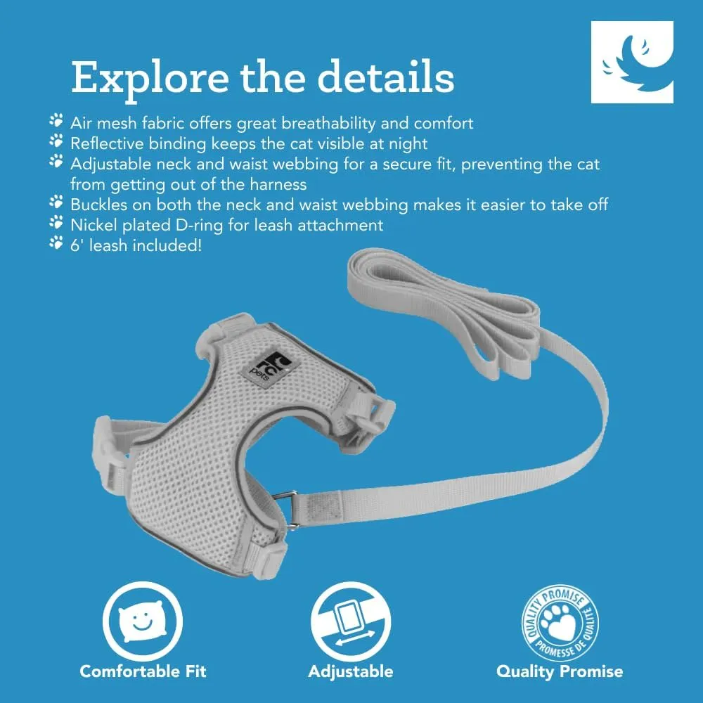 RC Pets Adventure Kitty Harness Includes Adjustable, Airmesh Fabric, 6' Leash and D-Ring Cat Walking Harness | Teal, Large