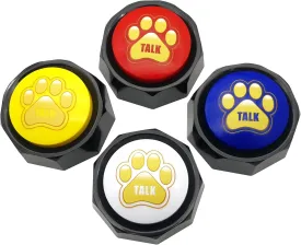 Recordable Talking Buttons, 30 Seconds Recording Dog Communication Buttons, Recordable Sound Buttons, Set of 4 Color buzzers, Pet Training Buzzers,Easy to Use, AAA Batteries Inside (A1-N)