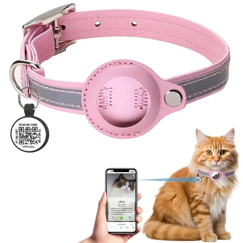 Reflective Cat Collar with Airtag Holder & QR Tag