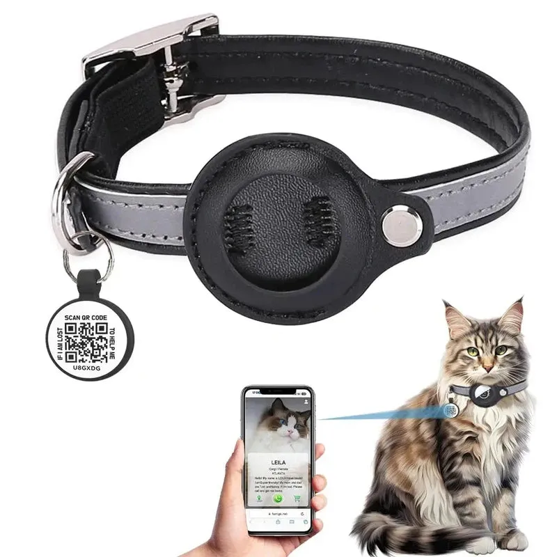 Reflective Cat Collar with Airtag Holder & QR Tag