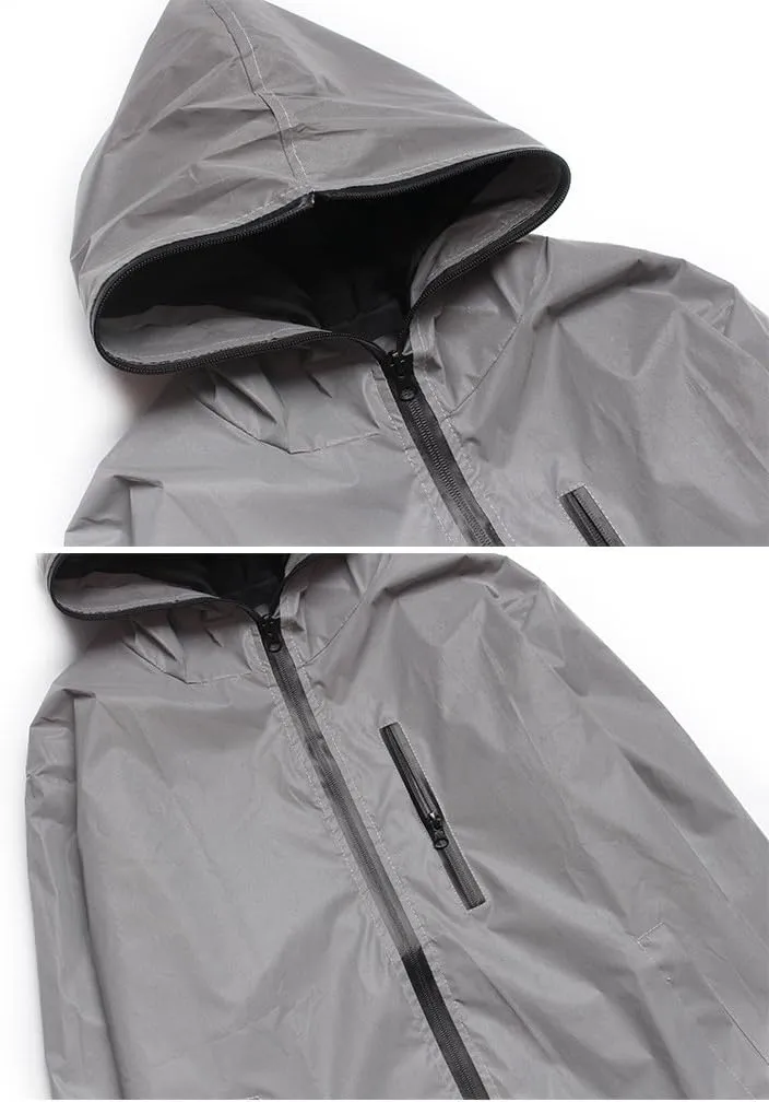 Reflective Coat Hooded Windbreaker Fashion Runing Pocket Jacket