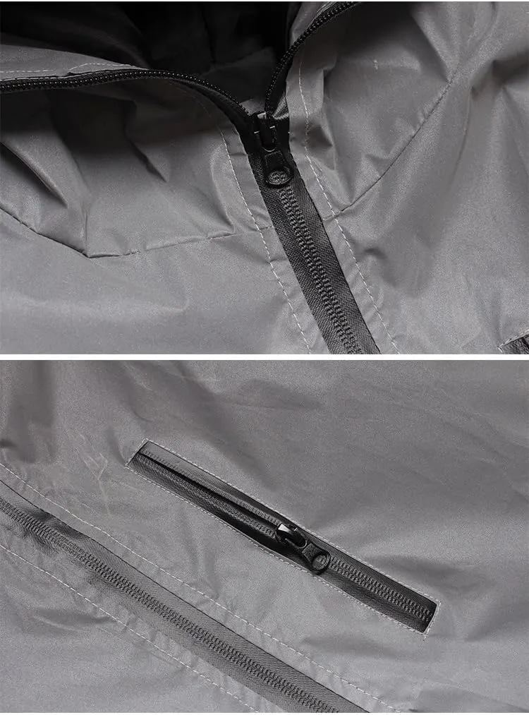 Reflective Coat Hooded Windbreaker Fashion Runing Pocket Jacket