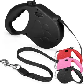 Retractable Dog Leash, 16ft Dog Walking Leash for Small Dogs up to 77lbs, Non-Slip Handle - Black