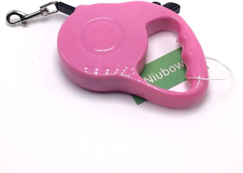 Retractable Dog Leash with Nylon Ribbon Lead for Small & Medium Breeds, Durable, No Tangle, 10-feet Long, Supports up to 25-Pound (Small, Pink)