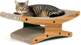 Reversible Cat Scratcher Bed, Large Scratching Board for Indoor Cats - Cardboard Pad & Durable Cat Scratcher Lounge Hammock Chair Furniture, Natural Wood Color