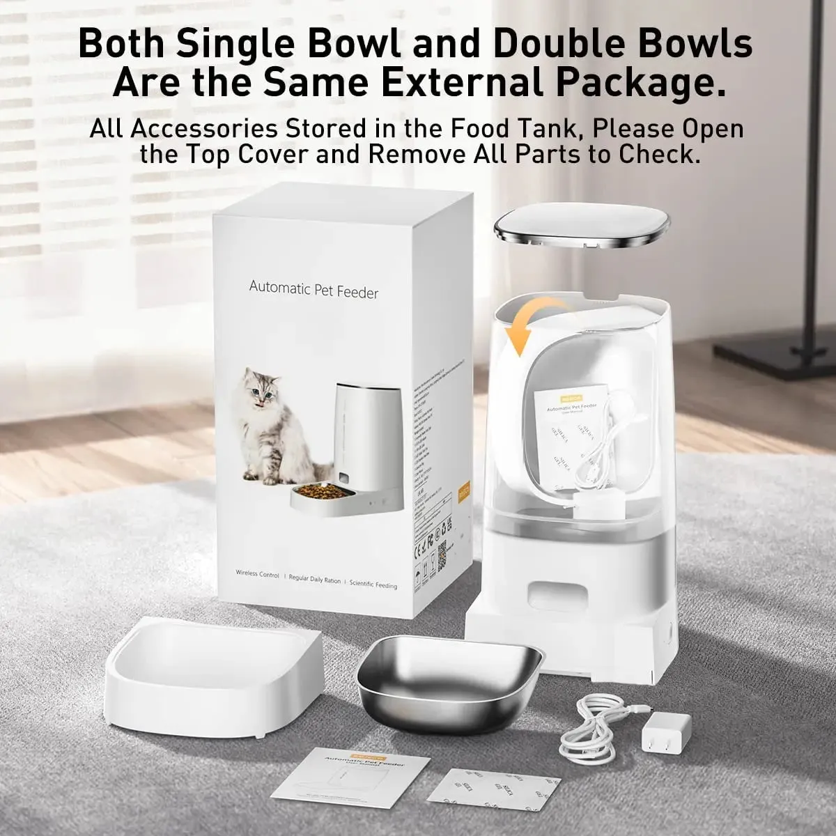 ROJECO Smart WiFi Automatic Pet Feeder – Remote Control Food Dispenser for Cats and Dogs