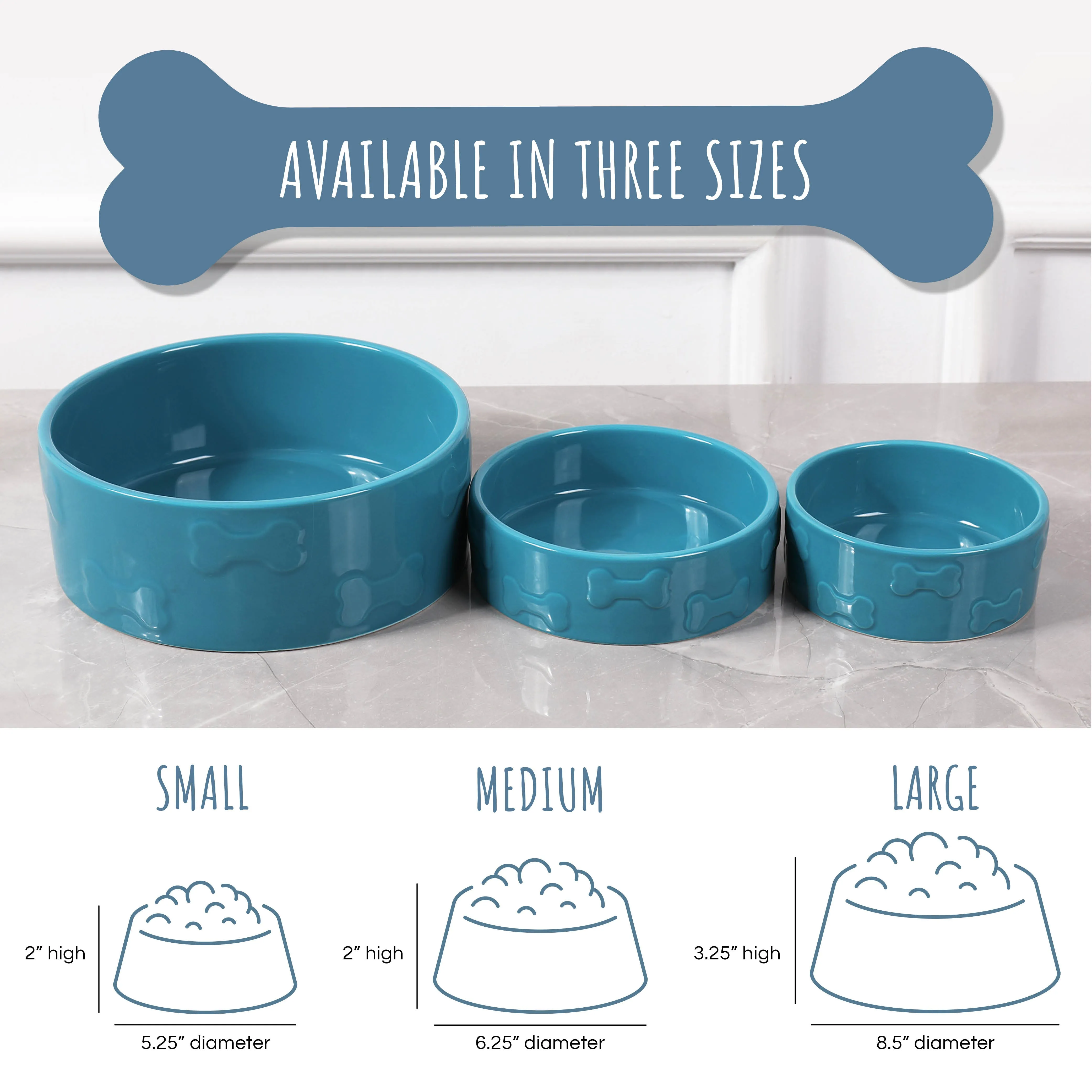 SET OF TWO MANOR PET BOWLS - AZURE