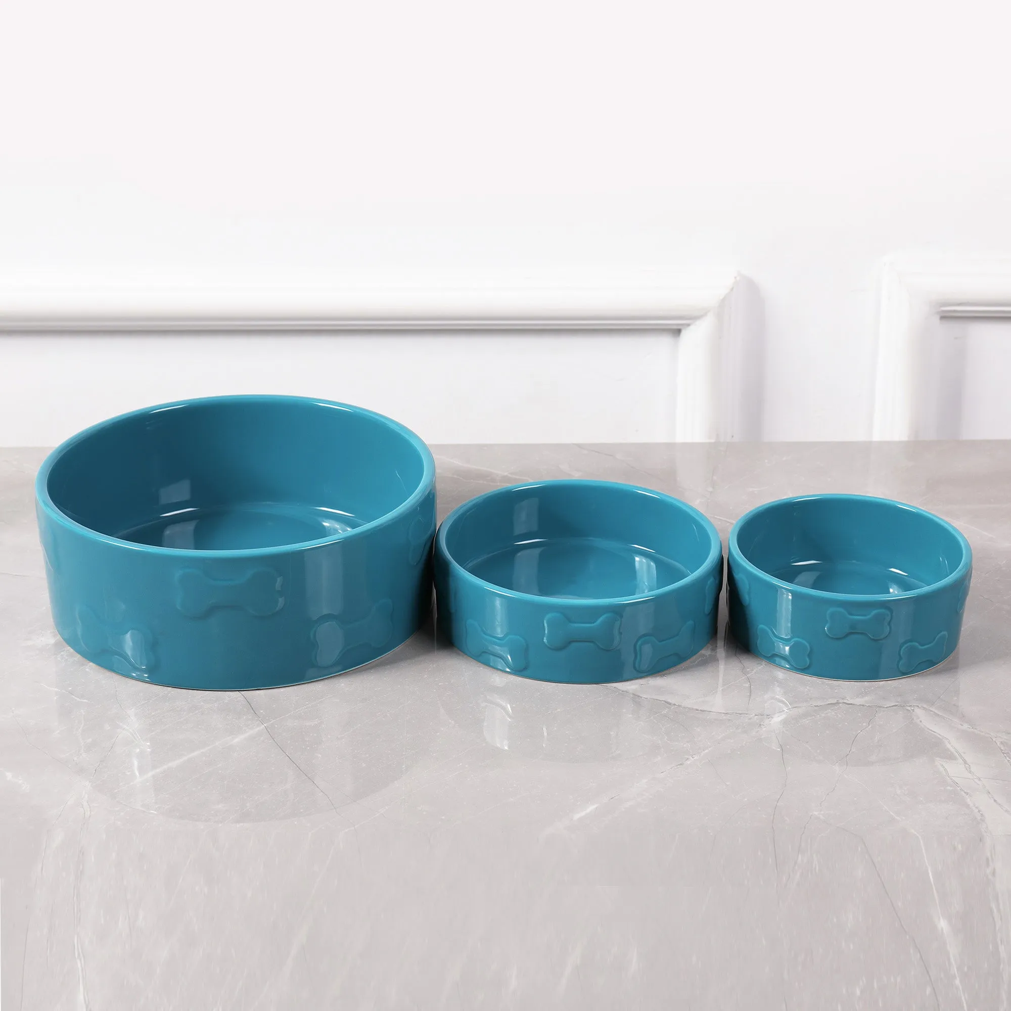 SET OF TWO MANOR PET BOWLS - AZURE