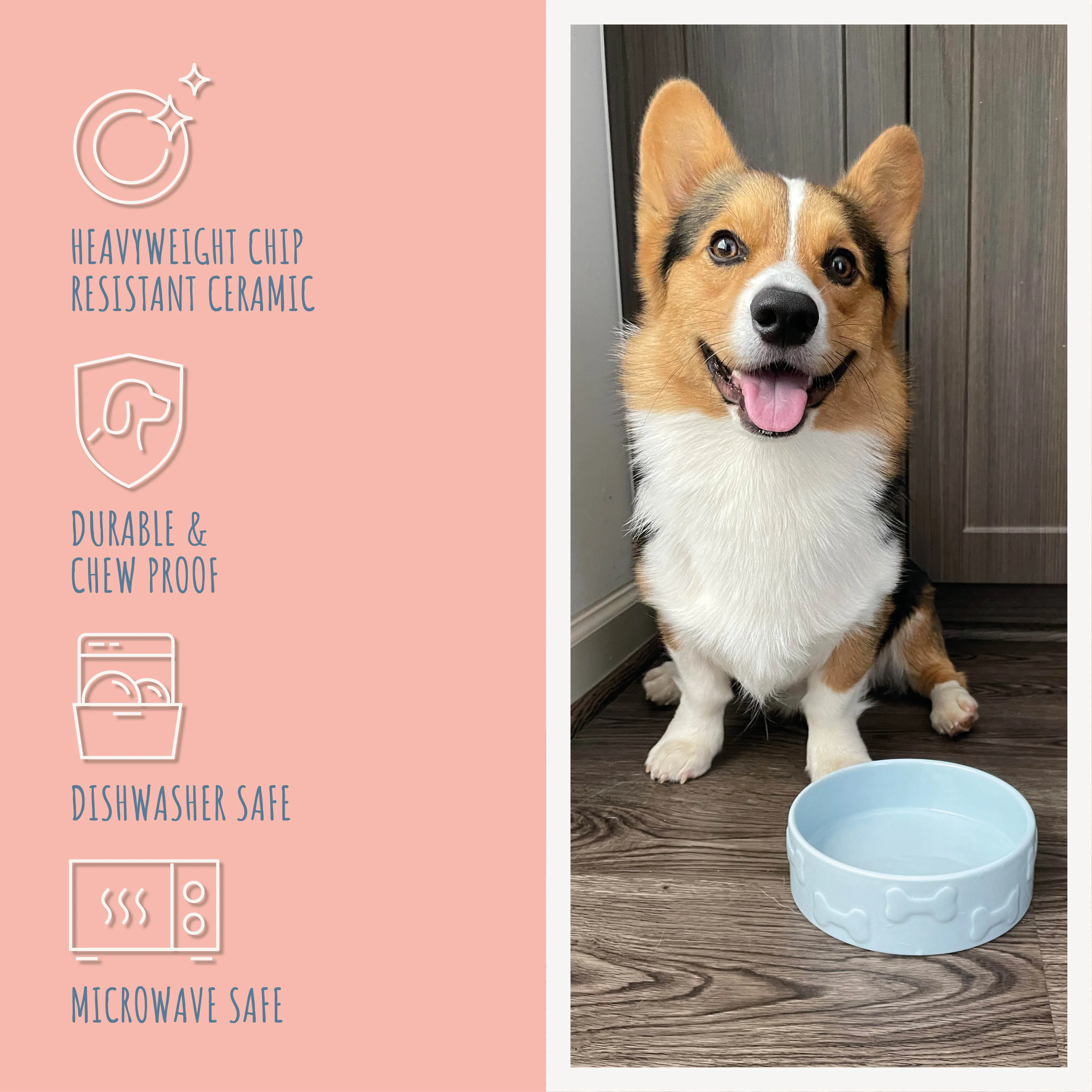 SET OF TWO MANOR PET BOWLS - AZURE