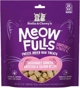 Stella & Chewy's Meowfulls Freeze Dried Cat Treats Whitefish & Salmon Recipe, 1.5 oz Bag