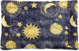 Sun Moon Stars Dog Bed Cat Bed Soft Washable Pet Crate Mat Non Slip Comfortable Breathable Crate Kennel Pad for Large Medium Small Dogs Cat, 24 x 36 Inch