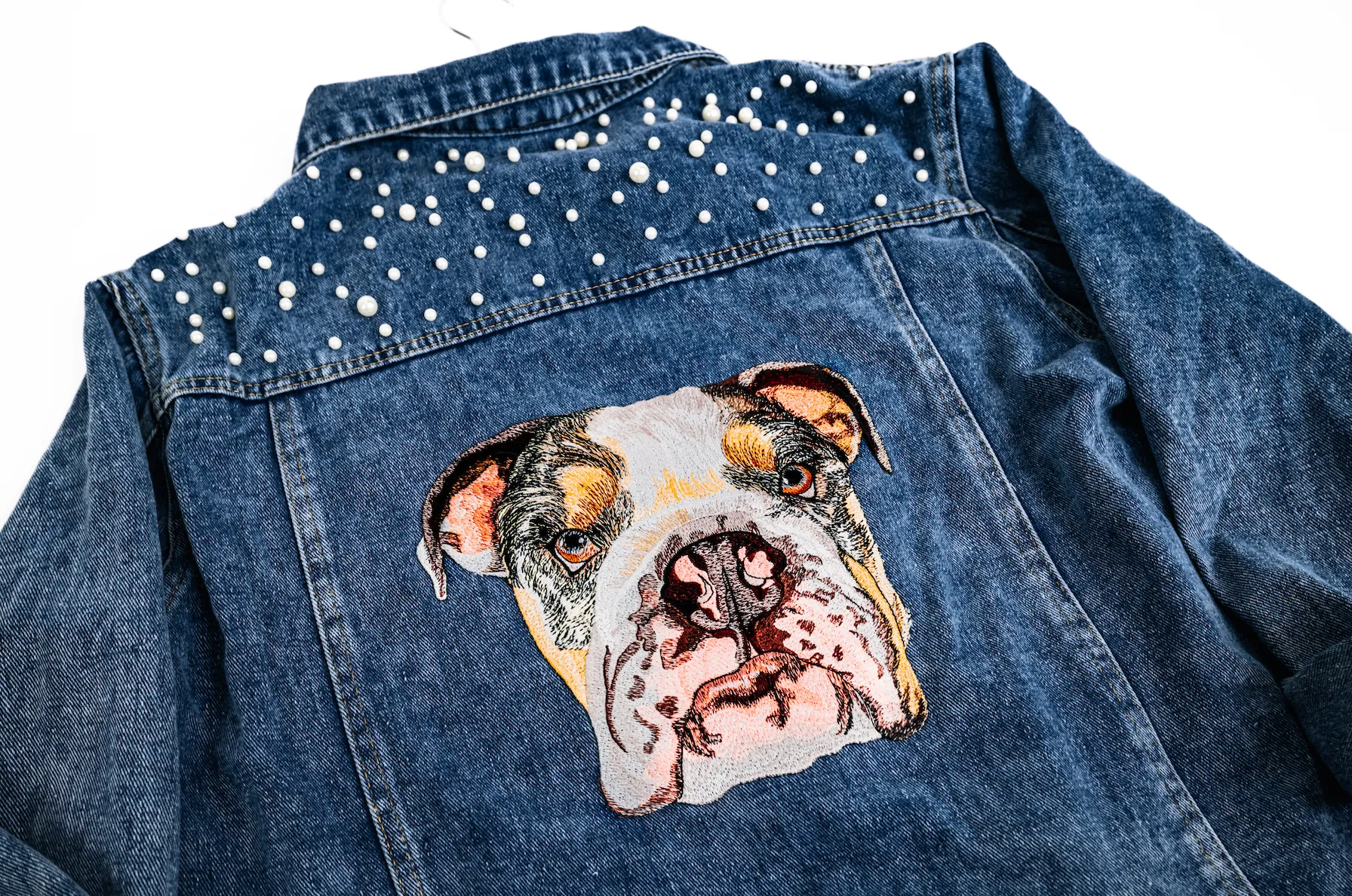 The Ultimate Custom Large Pet Portrait Embroidered Patch Denim Jacket
