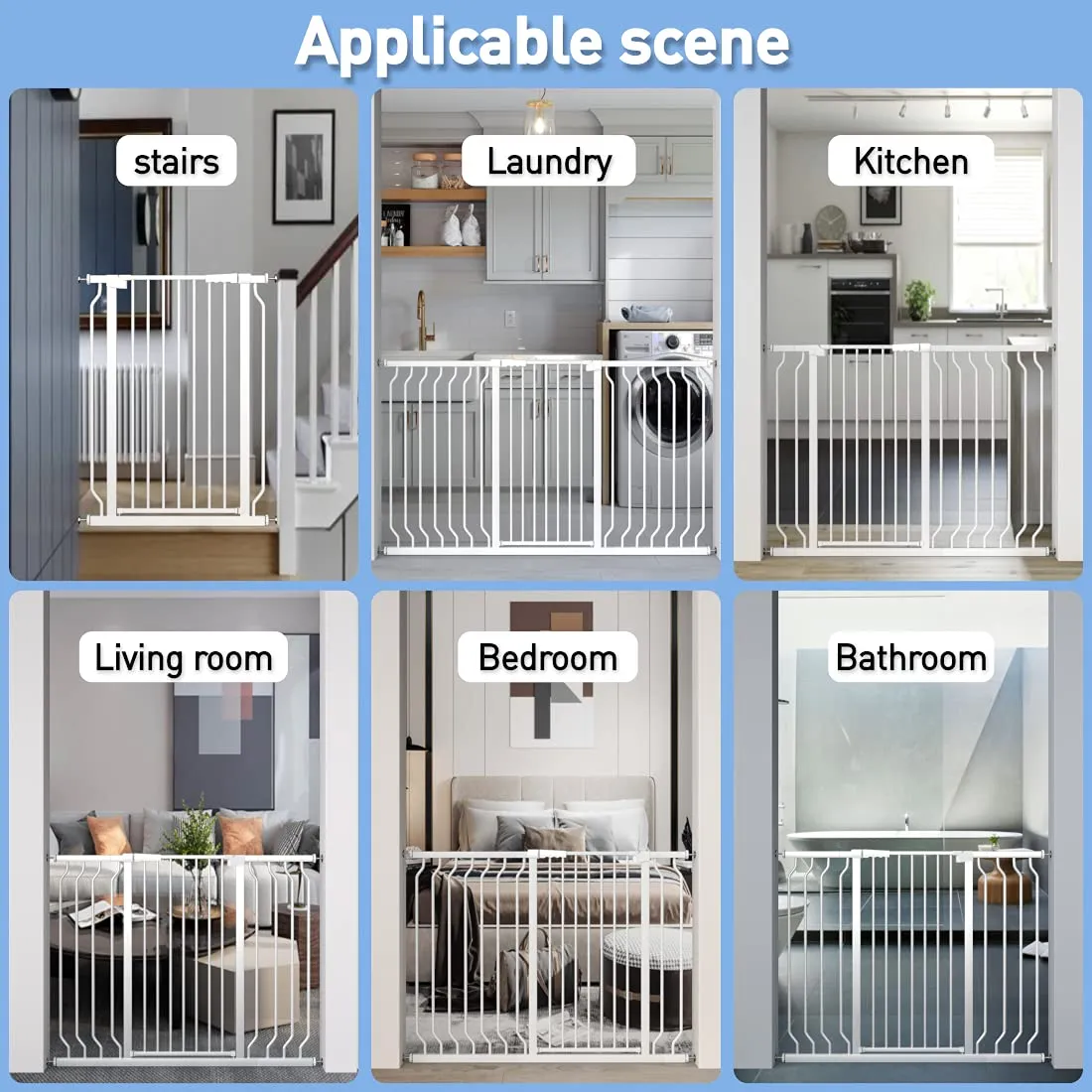 WAOWAO Extra Tall 40.55" Baby Gate 76.77-85.43" Wide Pressure Mounted Walk Through Swing Auto Close Safety White Metal Toddler Child Dog Pet for Indoor Stairs,Doorways,Kitche