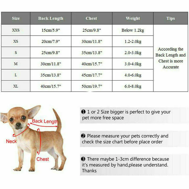Warm Winter Dog Clothes Soft Fleece Jacket Pet Coat Sweater Puppy Cat Jumper