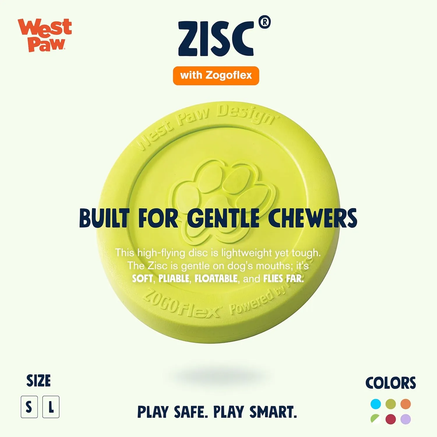 WEST PAW Zogoflex Zisc Dog Flying Disc, High Flying Aerodynamic Disc for Dogs Puppy  Lightweight, Floatable Disc for Fetch, Tug of War, Catch, Play  Doubles as Food/Water Bowl, Small, Granny Smith