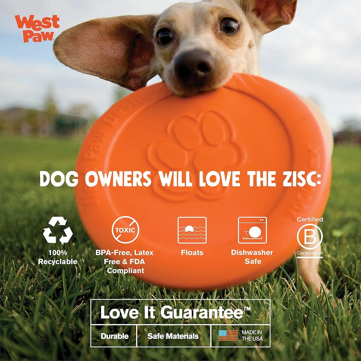 WEST PAW Zogoflex Zisc Dog Flying Disc, High Flying Aerodynamic Disc for Dogs Puppy  Lightweight, Floatable Disc for Fetch, Tug of War, Catch, Play  Doubles as Food/Water Bowl, Small, Granny Smith