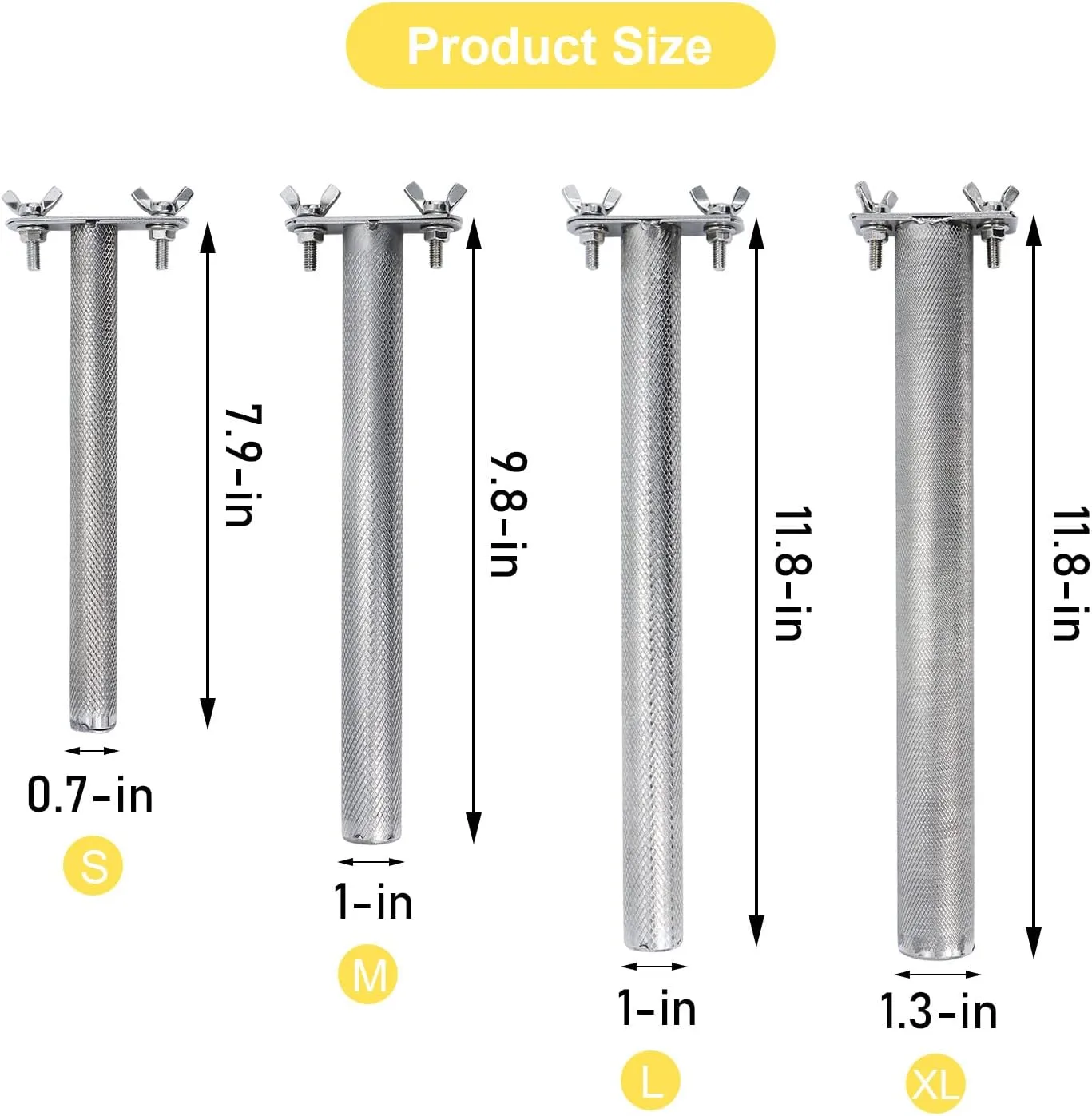 Wontee Bird Perch Stand Stainless Steel Parrot Cage Perch Accessories for Parakeets Cockatiels Conures African Greys Macaws Amazon Parrots (XL (11.8"x1.3")