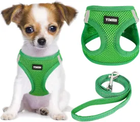 YIMEIS Dog Harness and Leash Set, No Pull Soft Mesh Pet Harness, Reflective Adjustable Puppy Vest for Small Medium Large Dogs, Cats (Green, Small (Pack of 1)